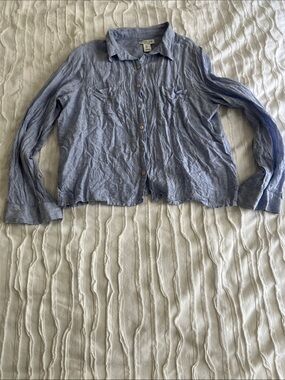 Rachel Zoe Light Blue Linen Button-Up Shirt